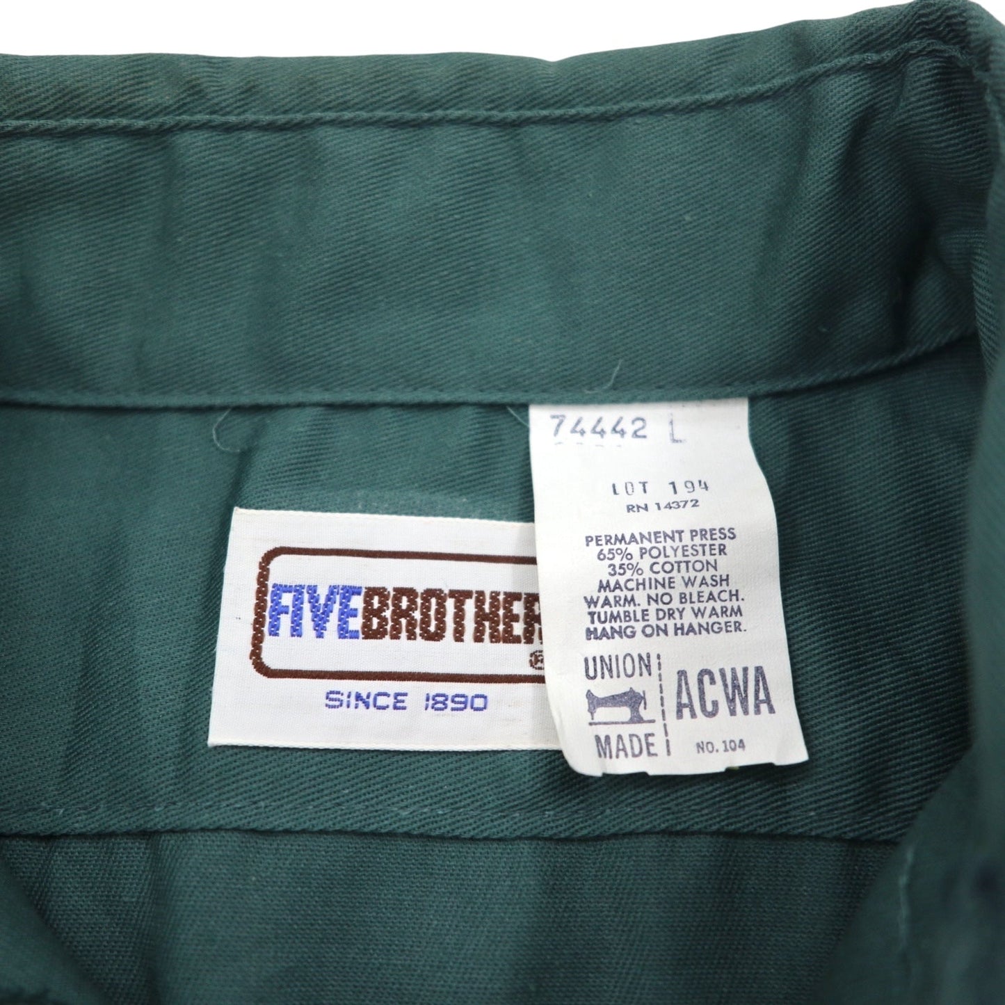 FIVE BROTHER 90年代 USA製 ツイル ワークシャツ L カーキ ポリエステル コットン ACWA ユニオンメイド UNION MADE