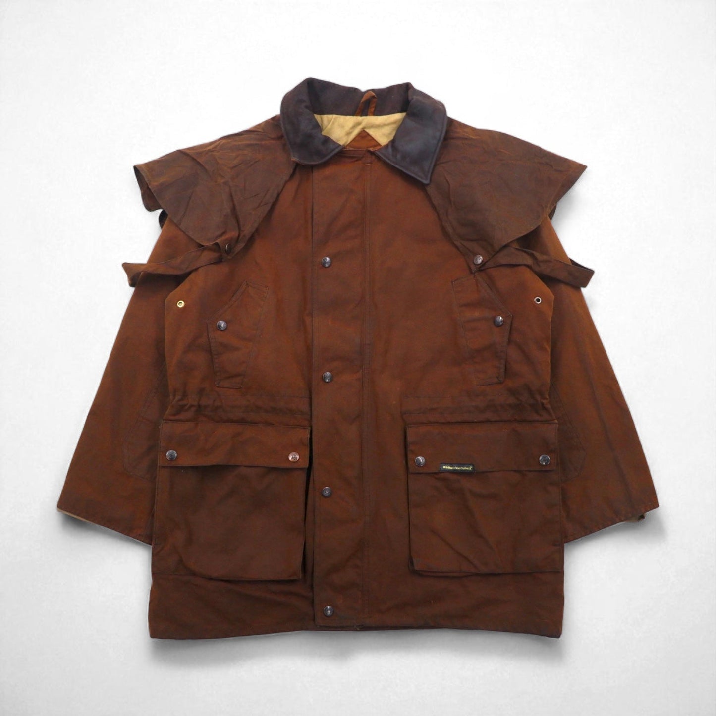 OUTBACK オイルド ハンティングジャケット L ブラウン 襟レザー ケープ付き COUNTRY MAN