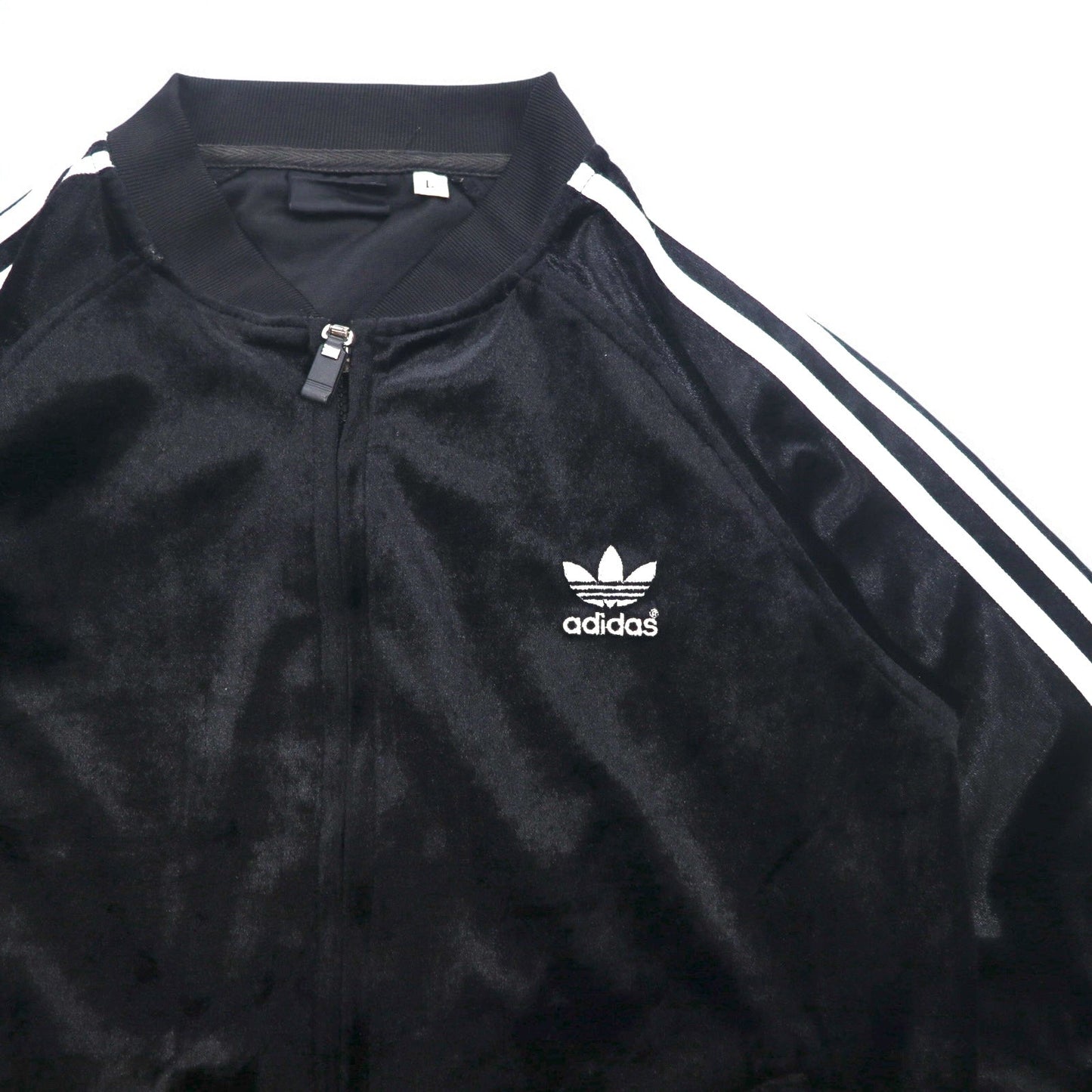 adidas 90年代 ATP型 ベロア トラックジャケット ジャージ L ブラック トレフォイルロゴ 3ストライプ