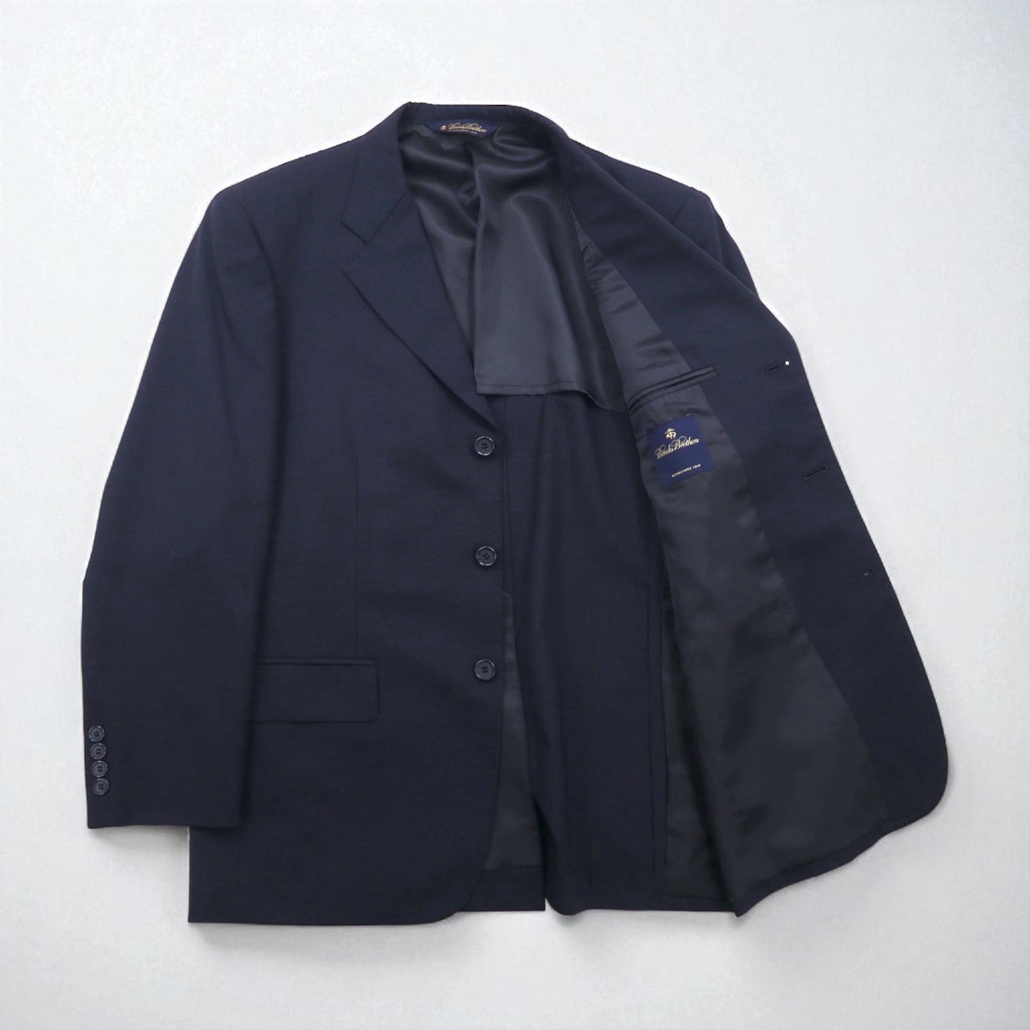 Brooks Brothers 3B スーツ セットアップ M ネイビー ウール 2タック ワイド