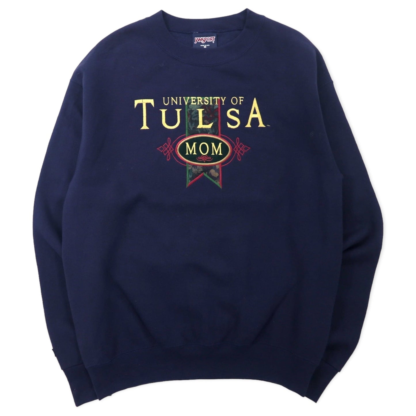 JAN SPORT USA製 90年代 カレッジ刺繍 スウェット M ネイビー コットン 裏起毛 UNIVERSITY OF TULSA