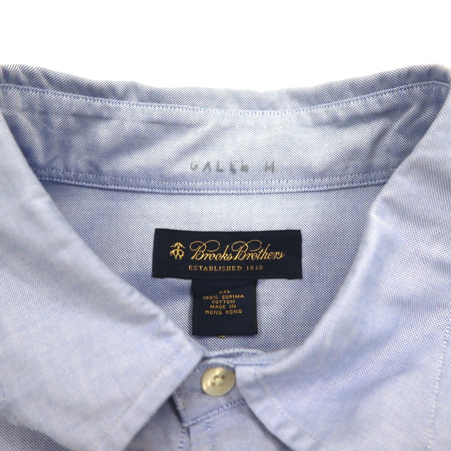 Brooks Brothers スーピマコットン オックスフォード ボタンダウンシャツ 2XL ブルー ビッグサイズ ワンポイントロゴ