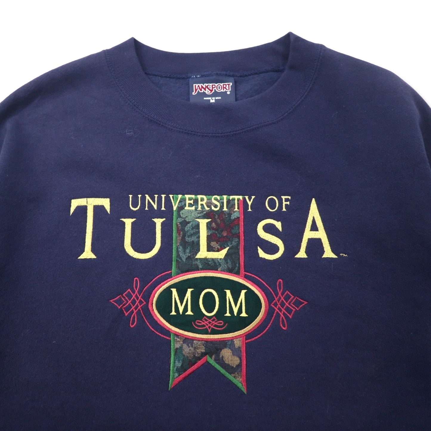 JAN SPORT USA製 90年代 カレッジ刺繍 スウェット M ネイビー コットン 裏起毛 UNIVERSITY OF TULSA