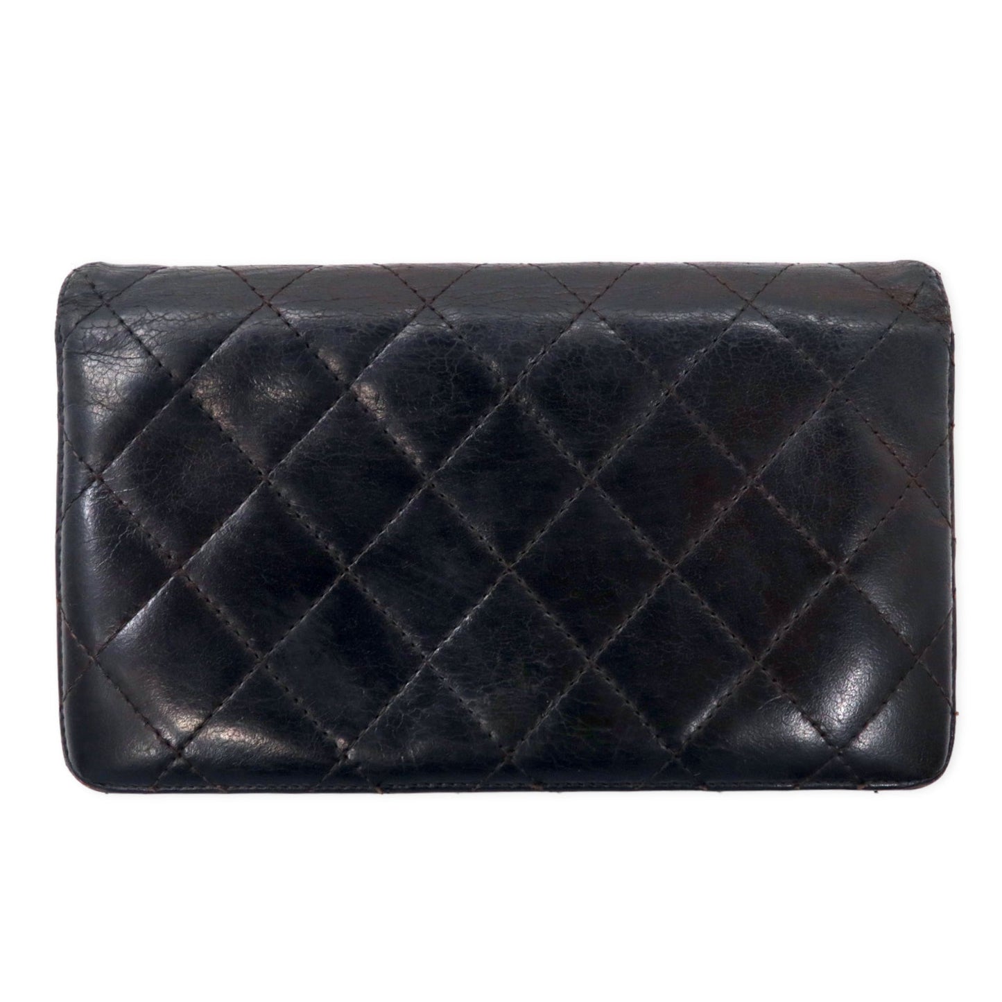 CHANEL 2.55ライン マトラッセ 長財布 ブラック レザー キルティング フランス製