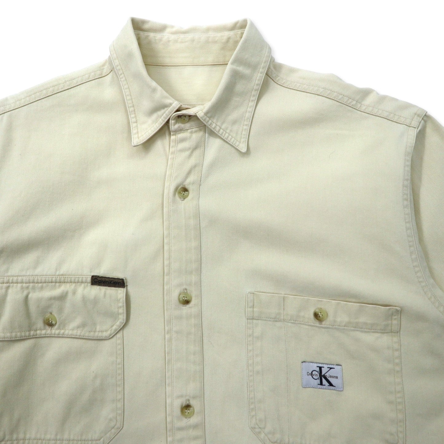 Calvin Klein Jeans USA製 90年代 ワークシャツ L ベージュ コットン