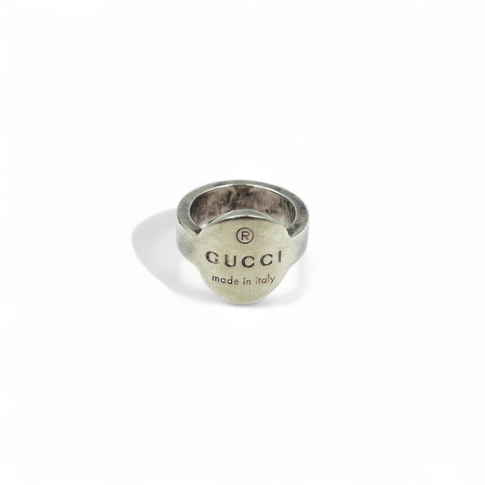 GUCCI トレードマーク オーバル ロゴ リング 10号 シルバー 925