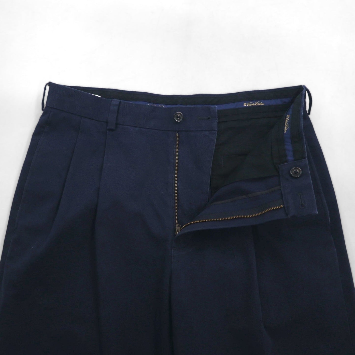 Brooks Brothers ADVANTAGE CHINO ELLIOT 2タック ワイド チノパンツ M ネイビー コットン