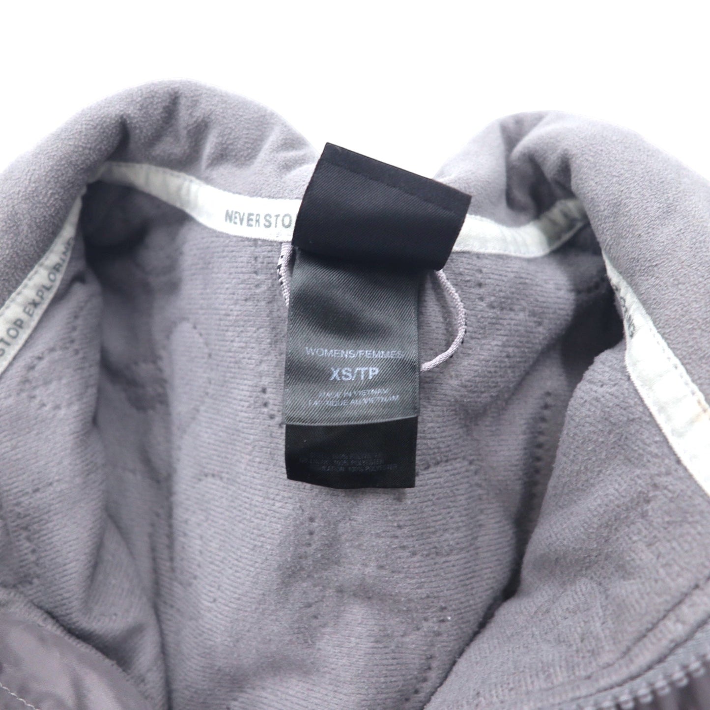THE NORTH FACE フリースライナー インサレーションジャケット 中綿 XS グレー ポリエステル ロゴ 刺繍 ドローコード