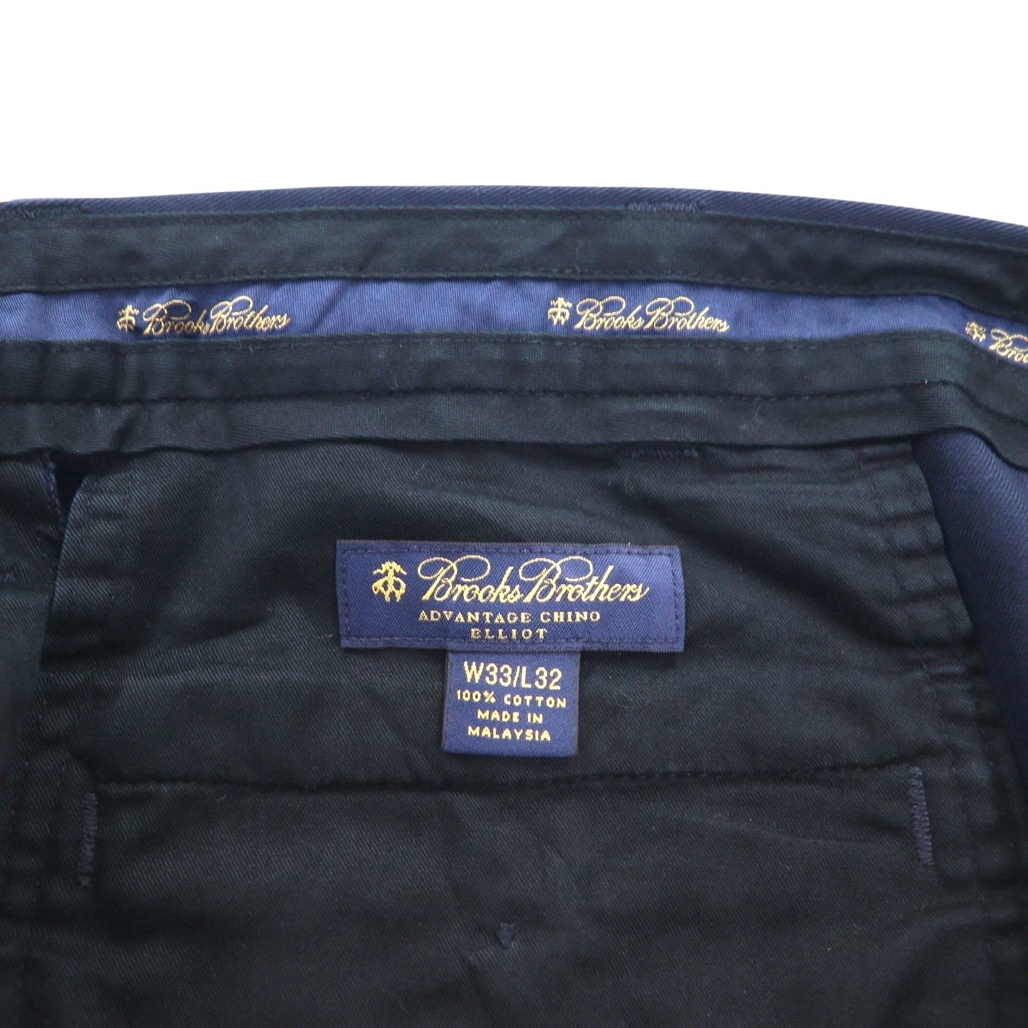 Brooks Brothers ADVANTAGE CHINO ELLIOT 2タック ワイド チノパンツ M ネイビー コットン