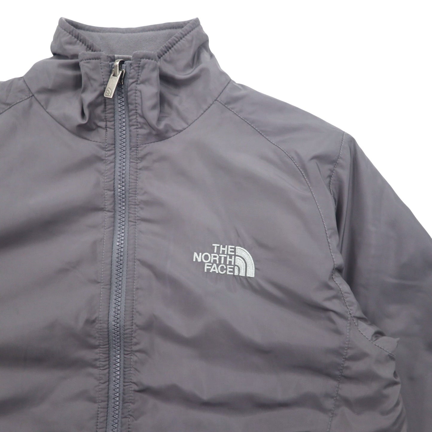 THE NORTH FACE フリースライナー インサレーションジャケット 中綿 XS グレー ポリエステル ロゴ 刺繍 ドローコード