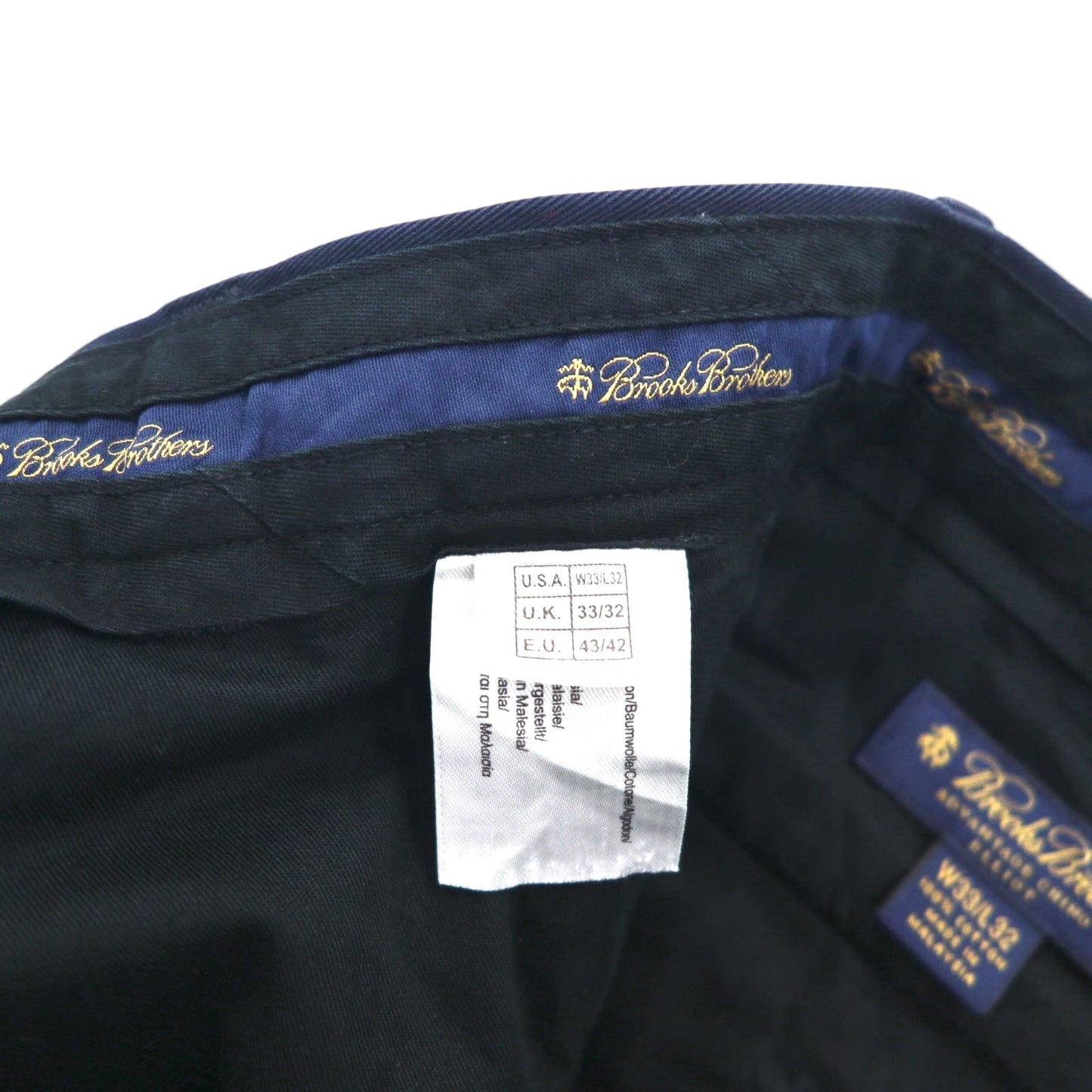 Brooks Brothers ADVANTAGE CHINO ELLIOT 2タック ワイド チノパンツ M ネイビー コットン