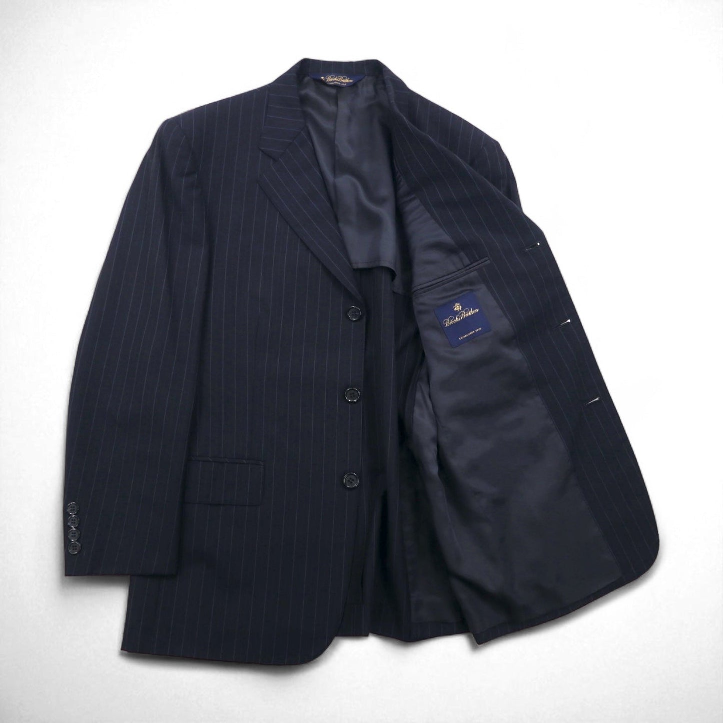 Brooks Brothers 3B スーツ セットアップ M ネイビー ストライプ ウール 日本製