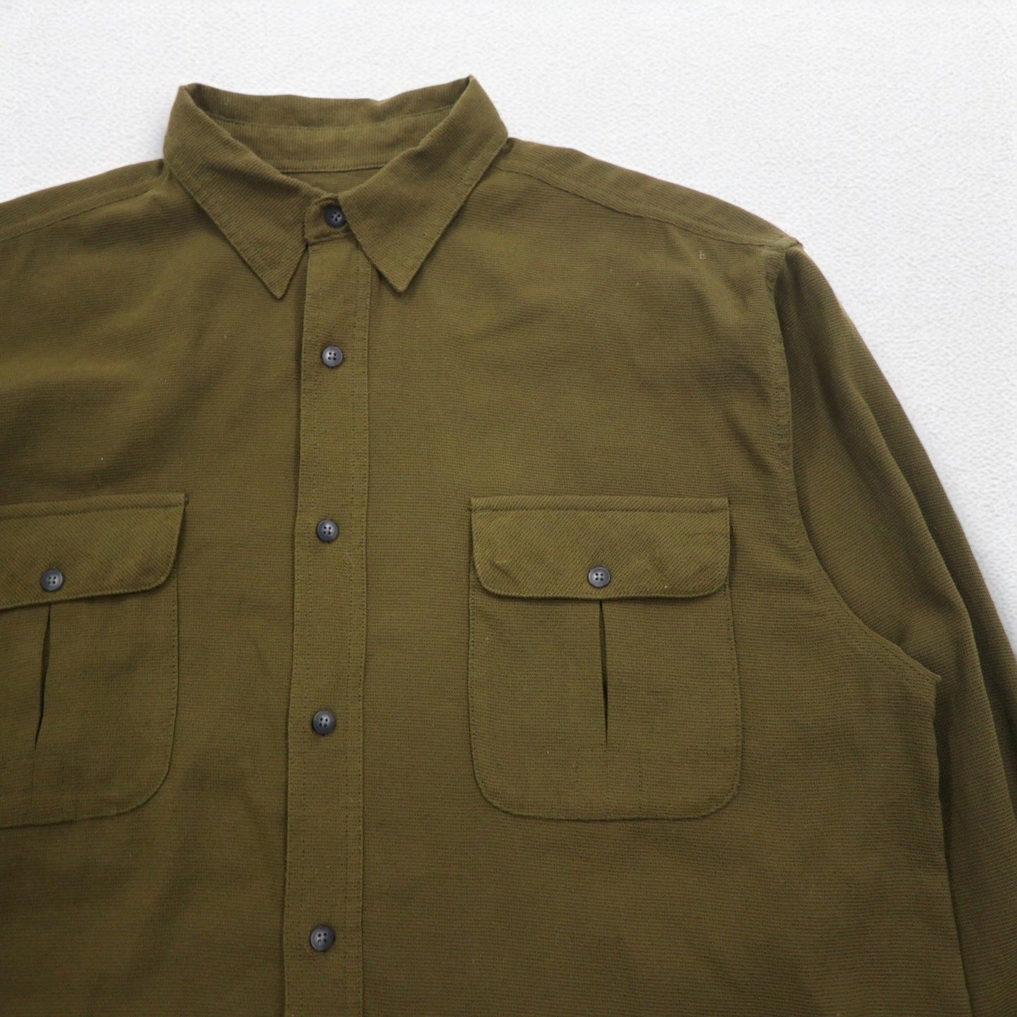THE NORTH FACE アウトドア ナイロン ワークシャツ L カーキ 胸ポケット US規格