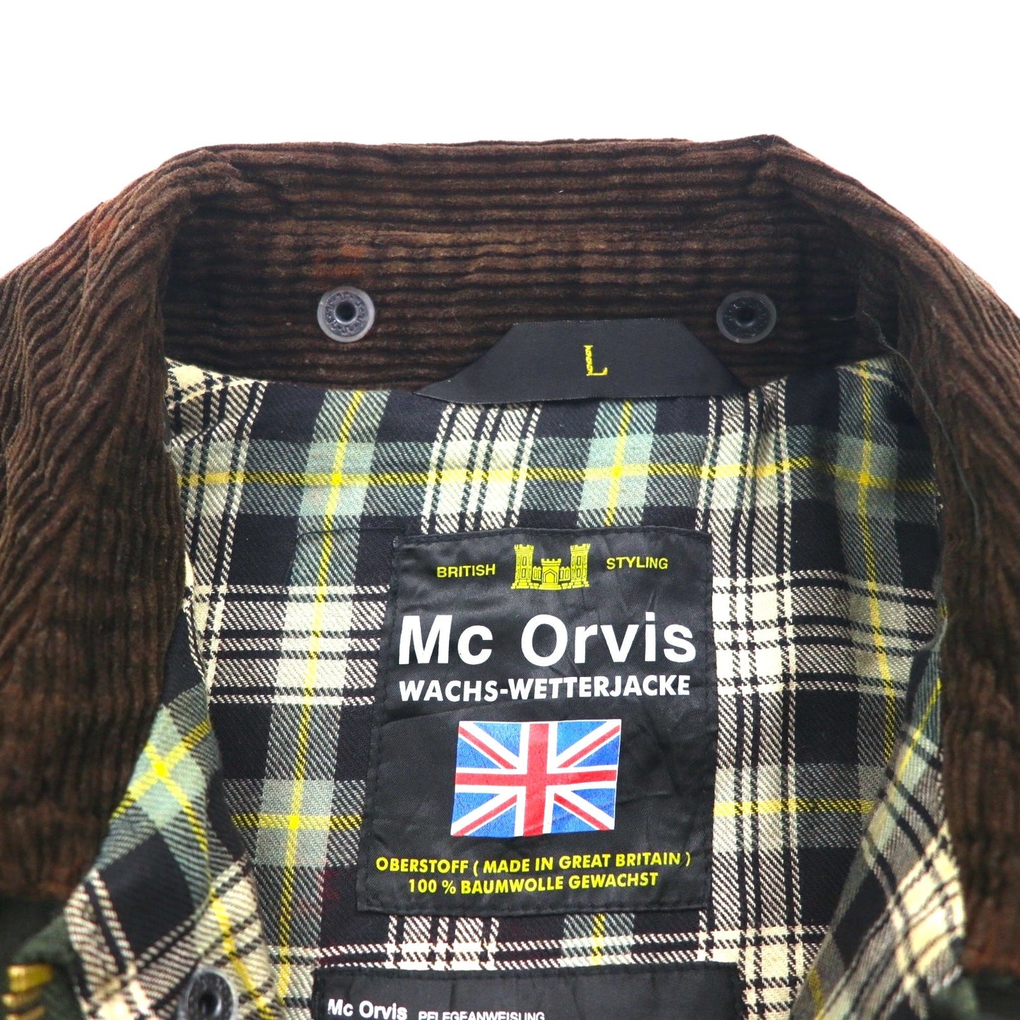 Mc Orvis 90年代 イギリス製 オイルドジャケット L カーキ 防水 コットン 裏地チェック