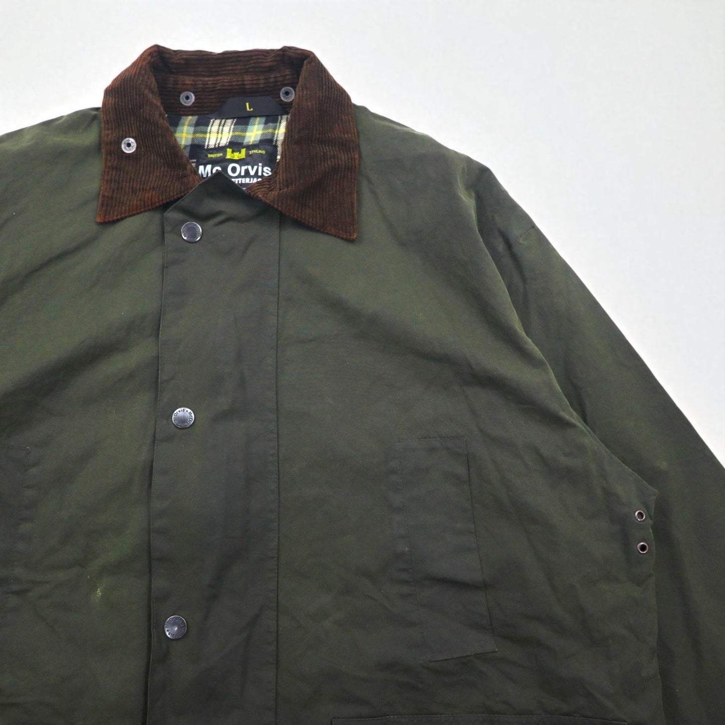 Mc Orvis 90年代 イギリス製 オイルドジャケット L カーキ 防水 コットン 裏地チェック