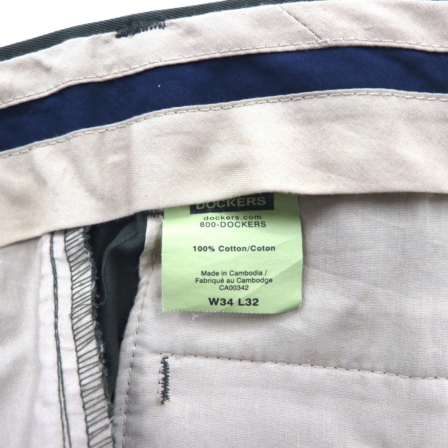 DOCKERS ( Levi's ) クラシックフィット 2タック ワイド スラックスパンツ L カーキ コットン