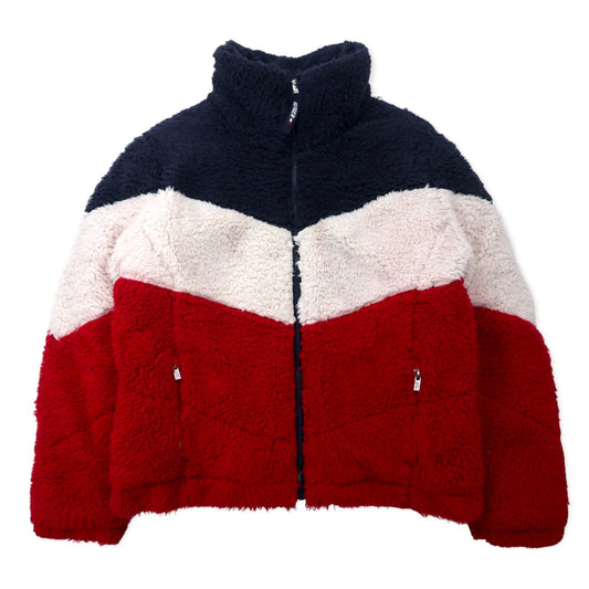 TOMMY HILFIGER SPORT シェルパ フリースジャケット M ネイビー ホワイト レッド トリコロールカラー ポリエステル