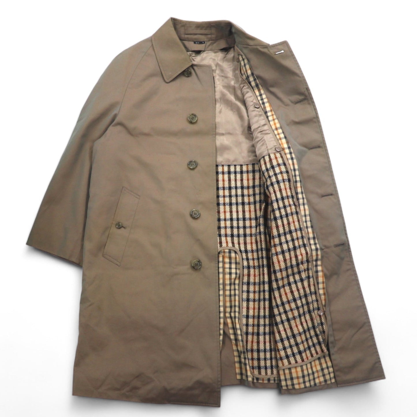 DAKS 70年代 オールド ステンカラーコート M ベージュ 玉虫 裏地チェック ライナー着脱式 日本製
