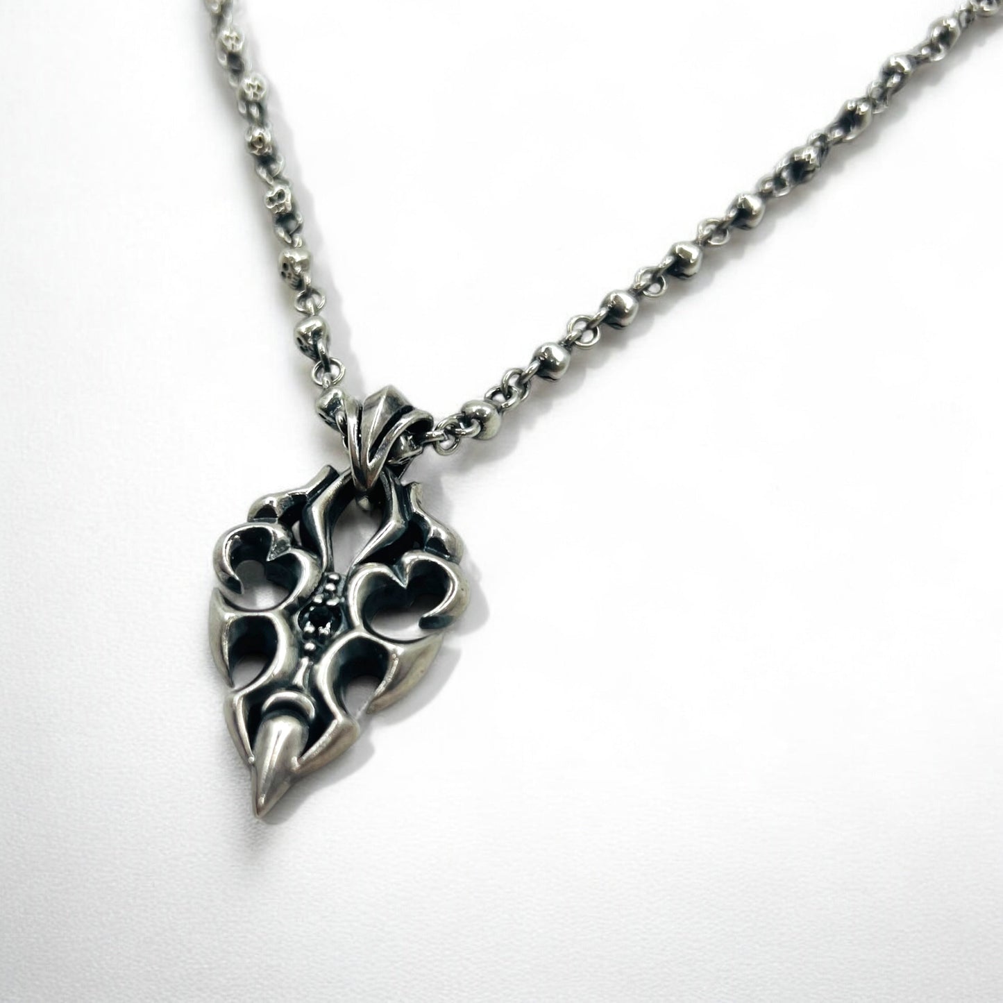 Vintage Skull Chain Necklace スカルチェーン ネックレス ペンダント シルバー STERLING 925 ゴシック ロック