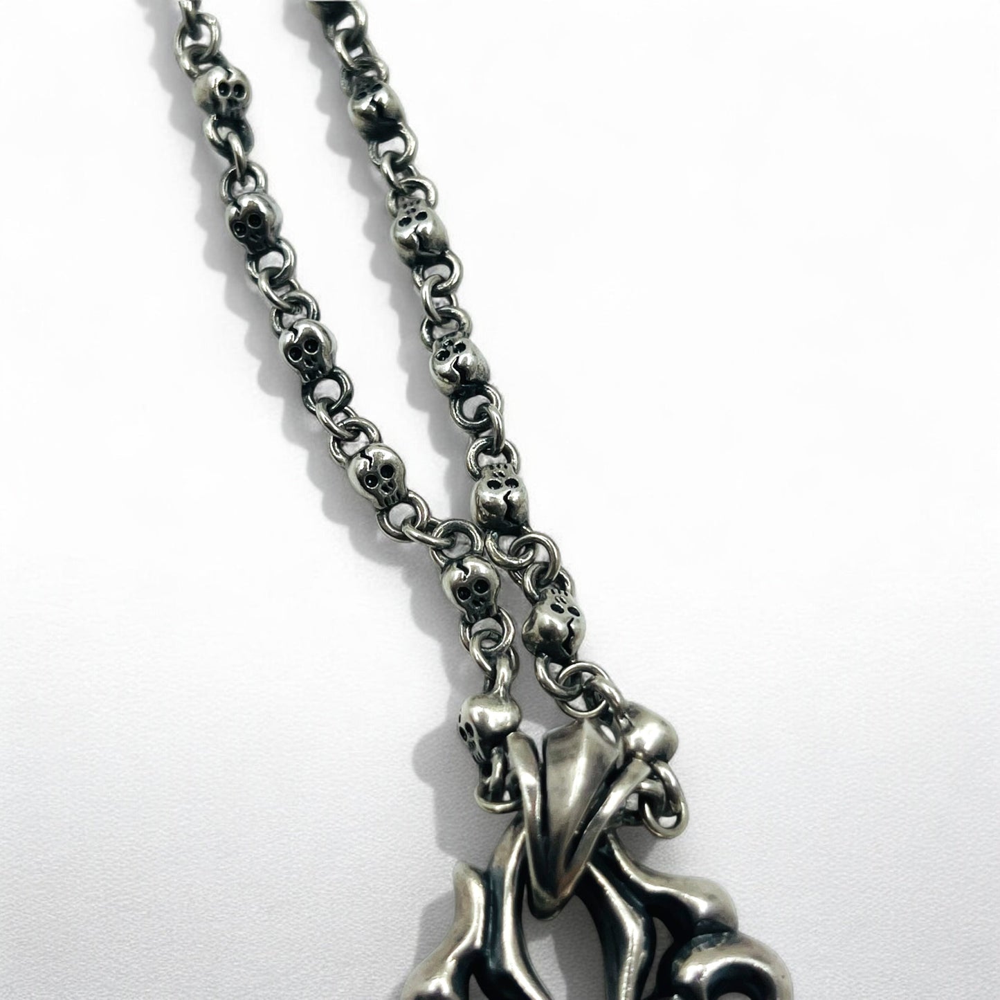 Vintage Skull Chain Necklace スカルチェーン ネックレス ペンダント シルバー STERLING 925 ゴシック ロック