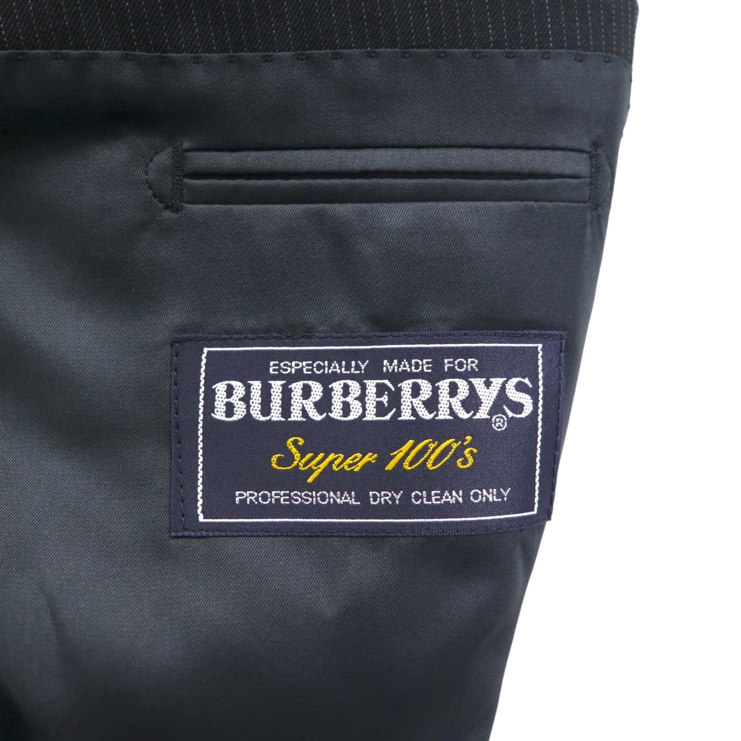 Burberrys CLASSICS オールド Super 100's 3B スーツ セットアップ L ブラック ウール シャドーストライプ