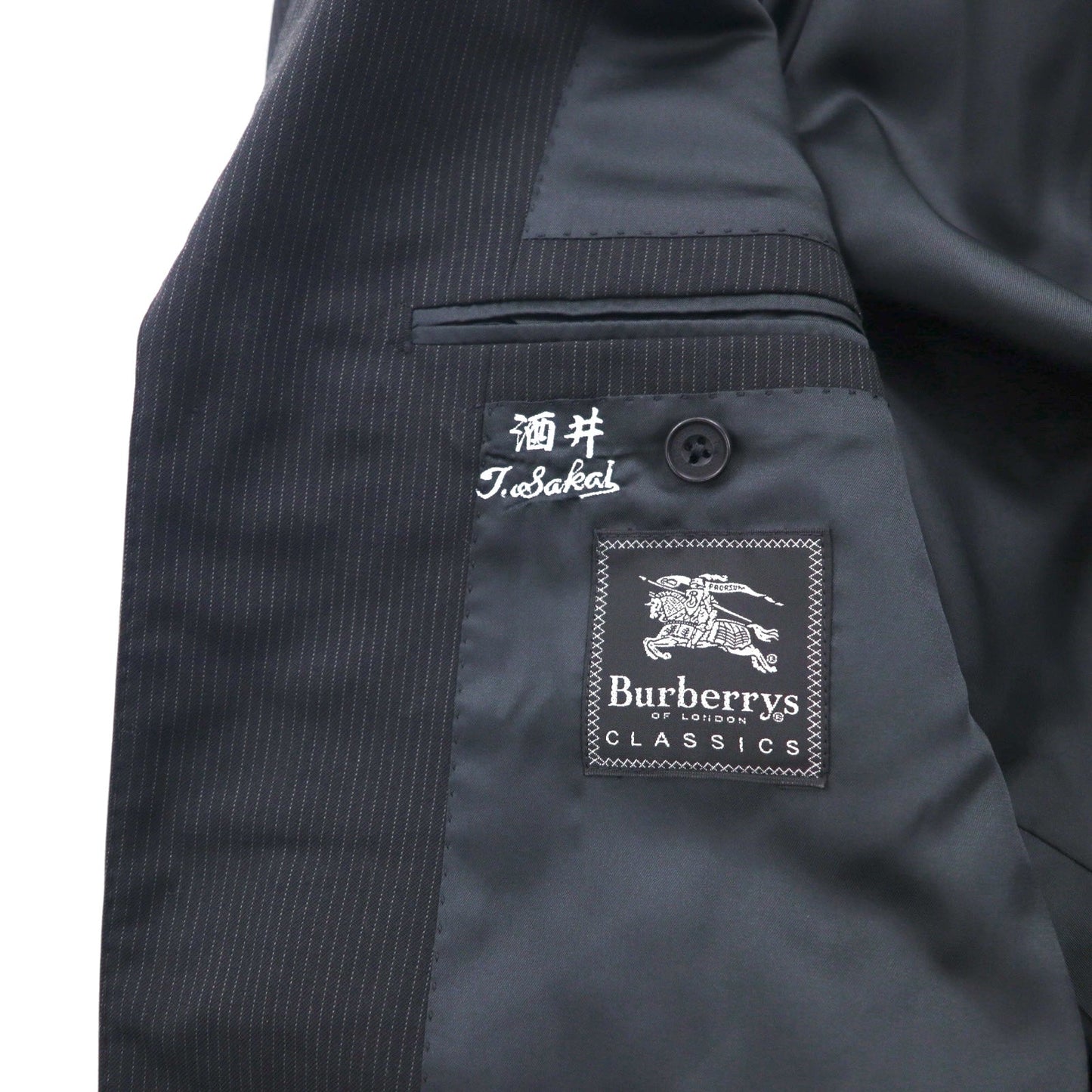 Burberrys CLASSICS オールド Super 100's 3B スーツ セットアップ L ブラック ウール シャドーストライプ