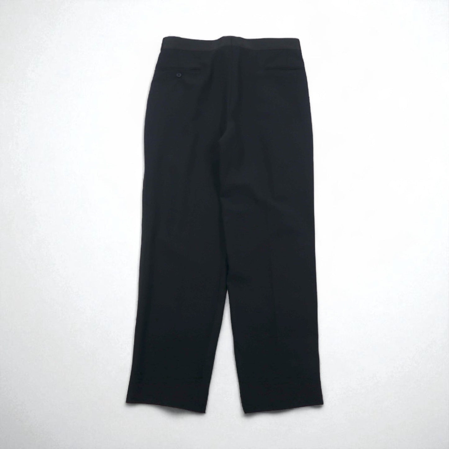 Vintage 80s ACTWU UNION MADE in USA Trousers 80年代 USA製 サイドライン 2タック ワイド スラックスパンツ L ブラック ウール サスペンダーボタン
