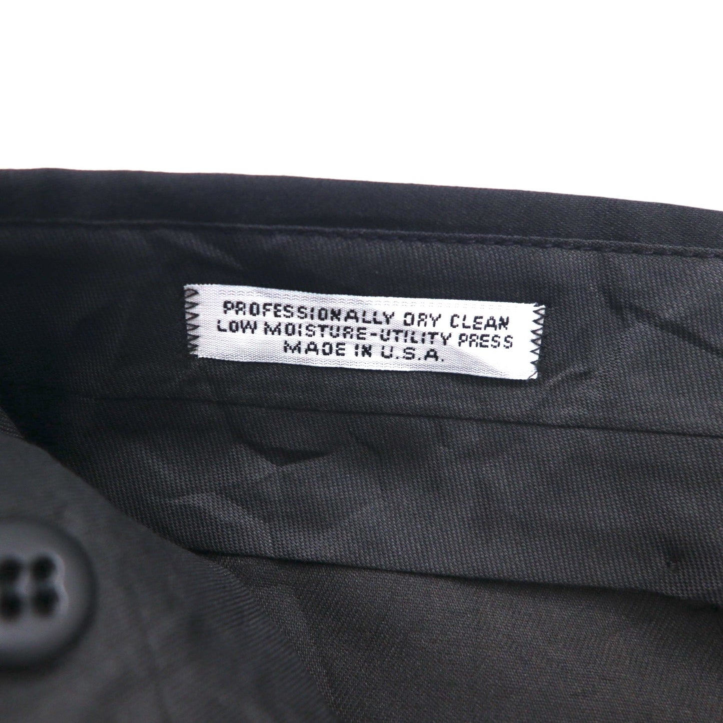 Vintage 80s ACTWU UNION MADE in USA Trousers 80年代 USA製 サイドライン 2タック ワイド スラックスパンツ L ブラック ウール サスペンダーボタン
