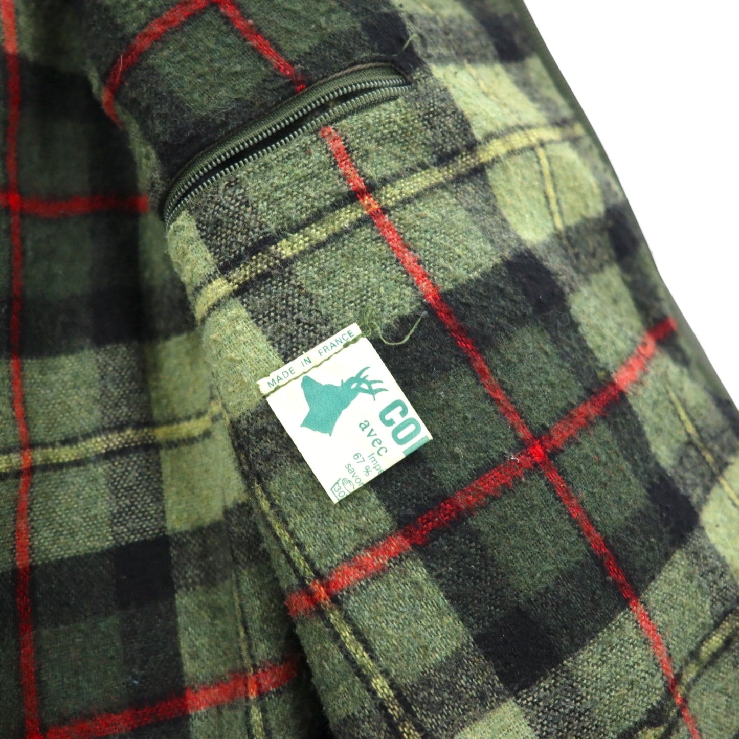 COLAMTISS 70年代 フランス製 コーデュロイ切替 ハンティングジャケット L カーキ DMCジッパー ユーロワーク