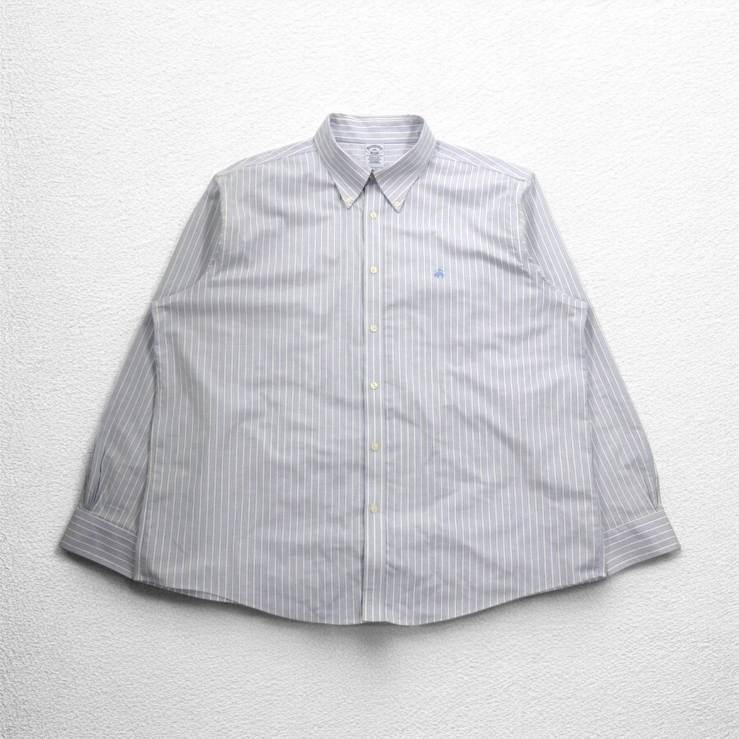 Brooks Brothers オックスフォード ボタンダウンシャツ 2XL ブルー ホワイト ストライプ ワンポイントロゴ
