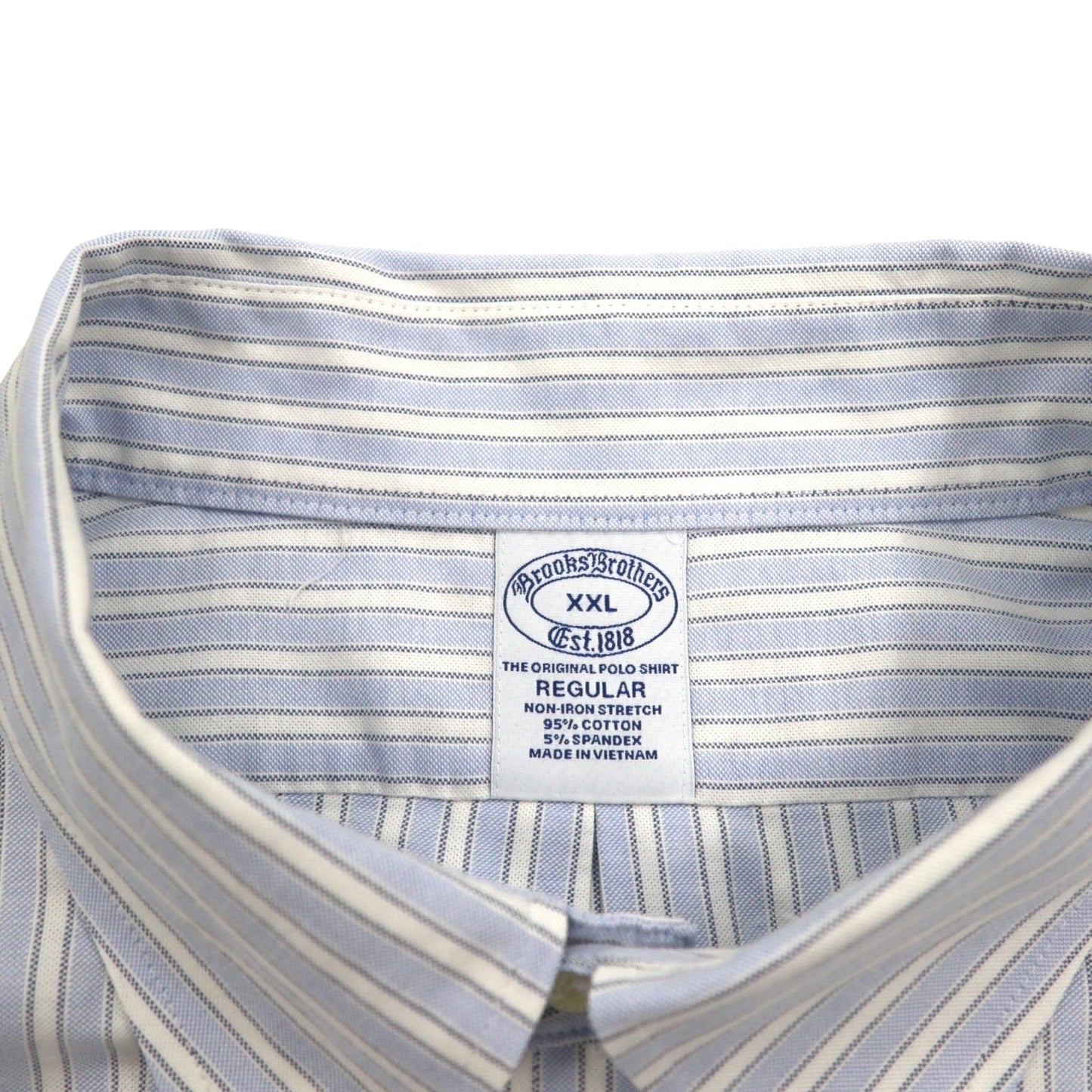 Brooks Brothers オックスフォード ボタンダウンシャツ 2XL ブルー ホワイト ストライプ ワンポイントロゴ