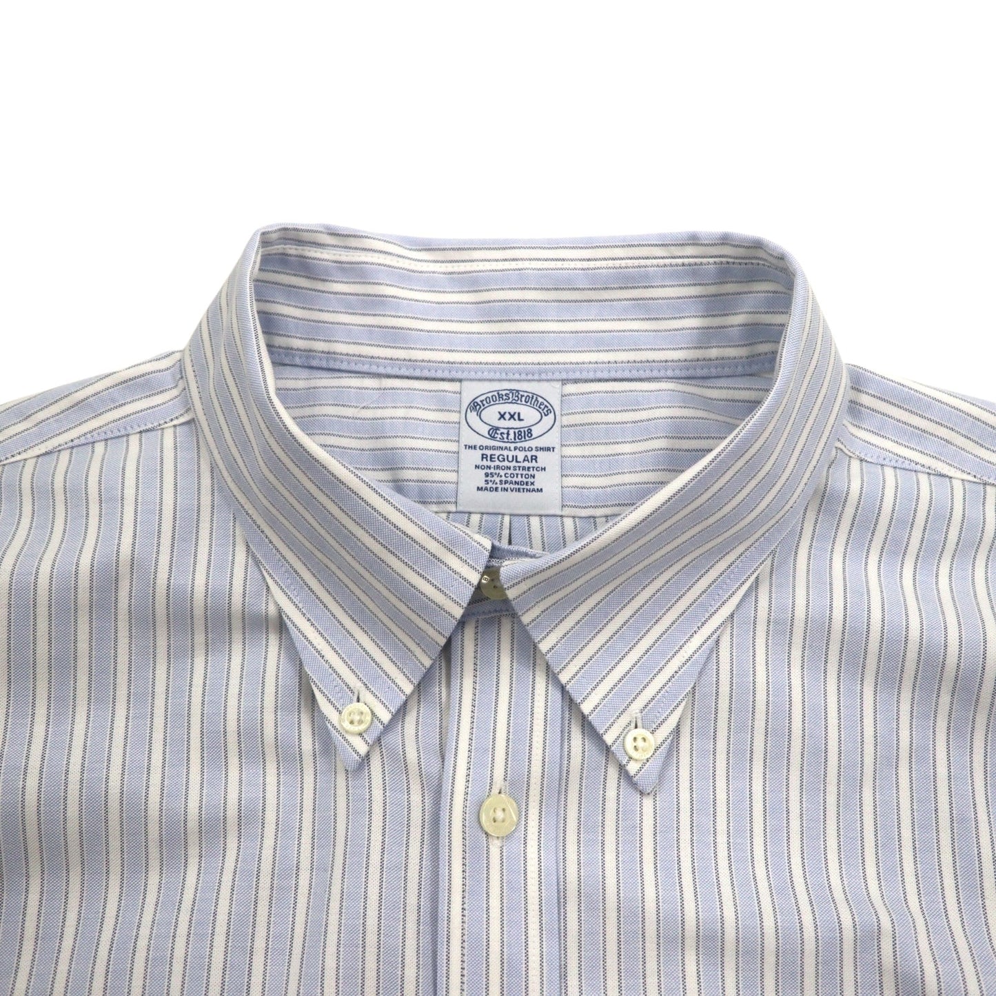 Brooks Brothers オックスフォード ボタンダウンシャツ 2XL ブルー ホワイト ストライプ ワンポイントロゴ