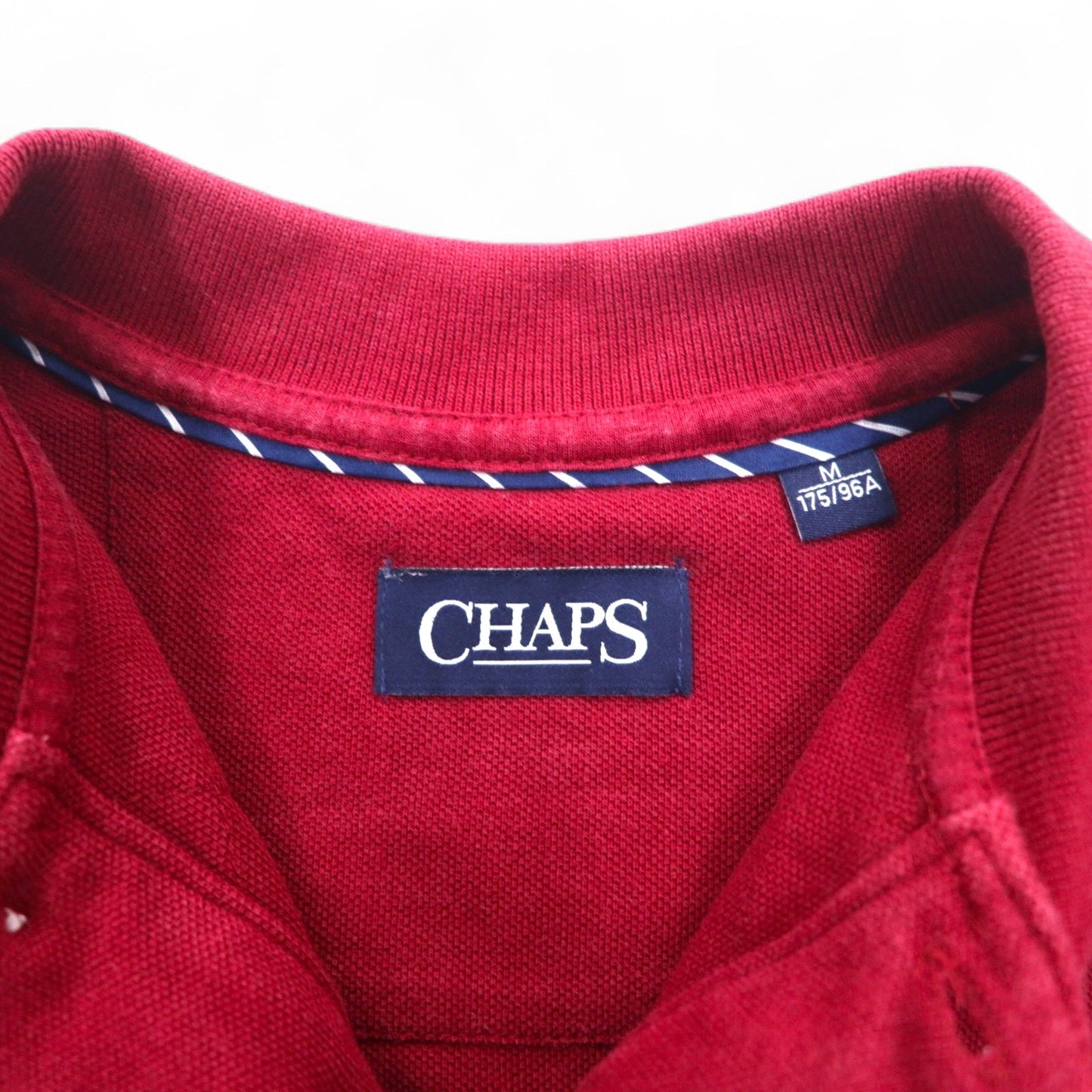 CHAPS 長袖 ポロシャツ ラガーシャツ M レッド コットン 鹿の子 エンブレムロゴ