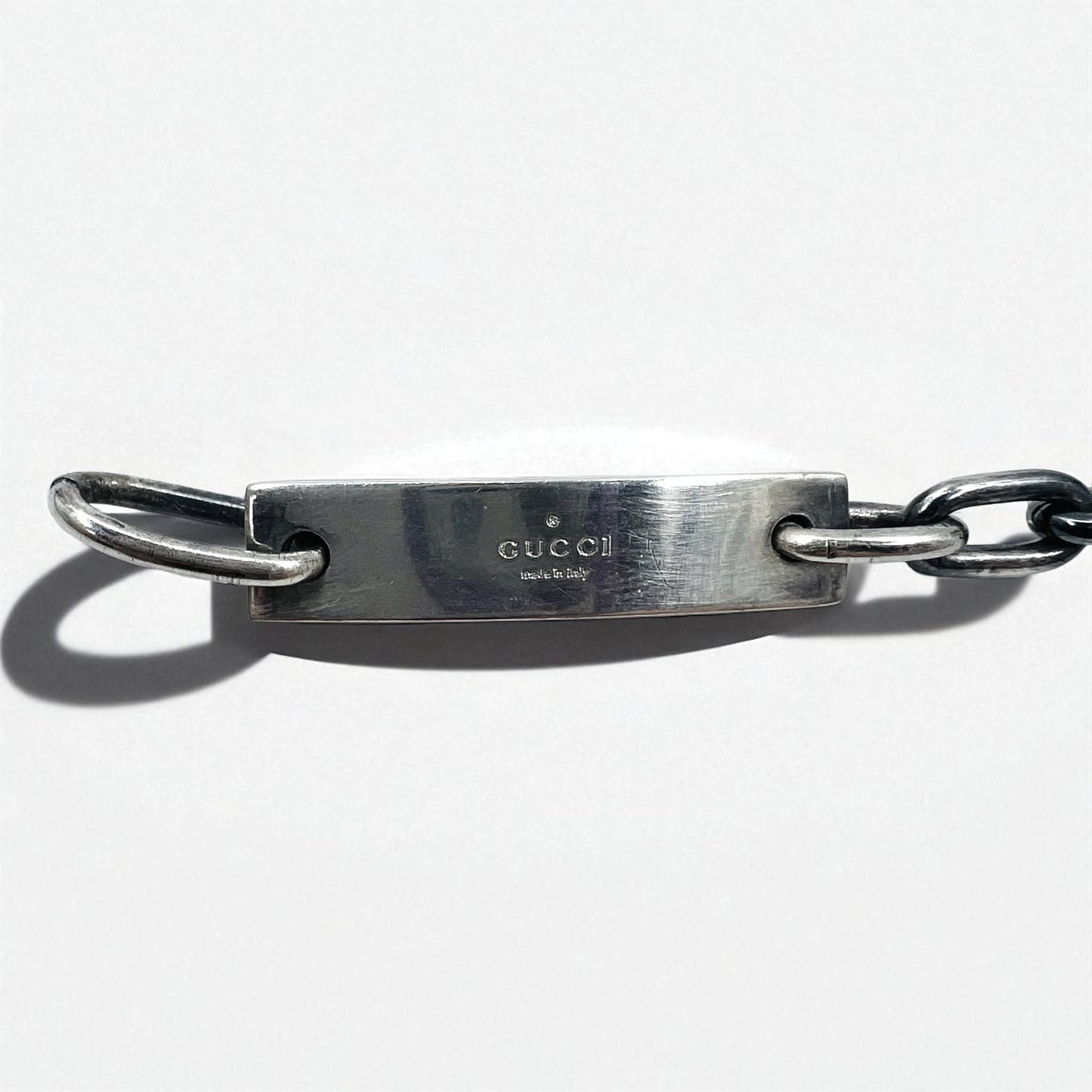 GUCCI ヴィンテージ ID シルバー チェーン ブレスレット SV925 ロゴプレート イタリア製
