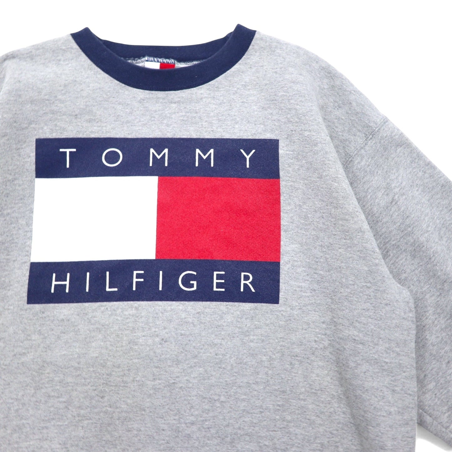 TOMMY HILFIGER 90年代 USA製 フラッグロゴ プリント スウェット XL グレー コットン