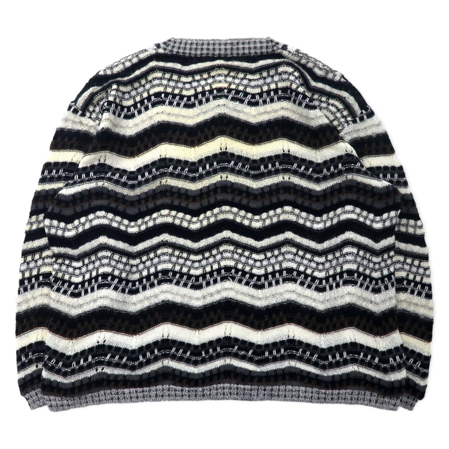 Ficce YOSHIYUKI KONISHI Vネック 3D デザイン ニット セーター L マルチカラー ウール 日本製