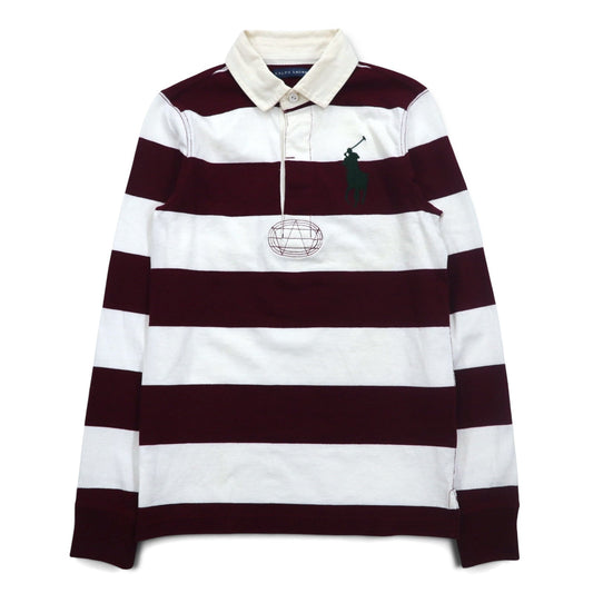 RALPH LAUREN ビッグポニー ラガーシャツ S ホワイト ボルドー ボーダー ナンバリング