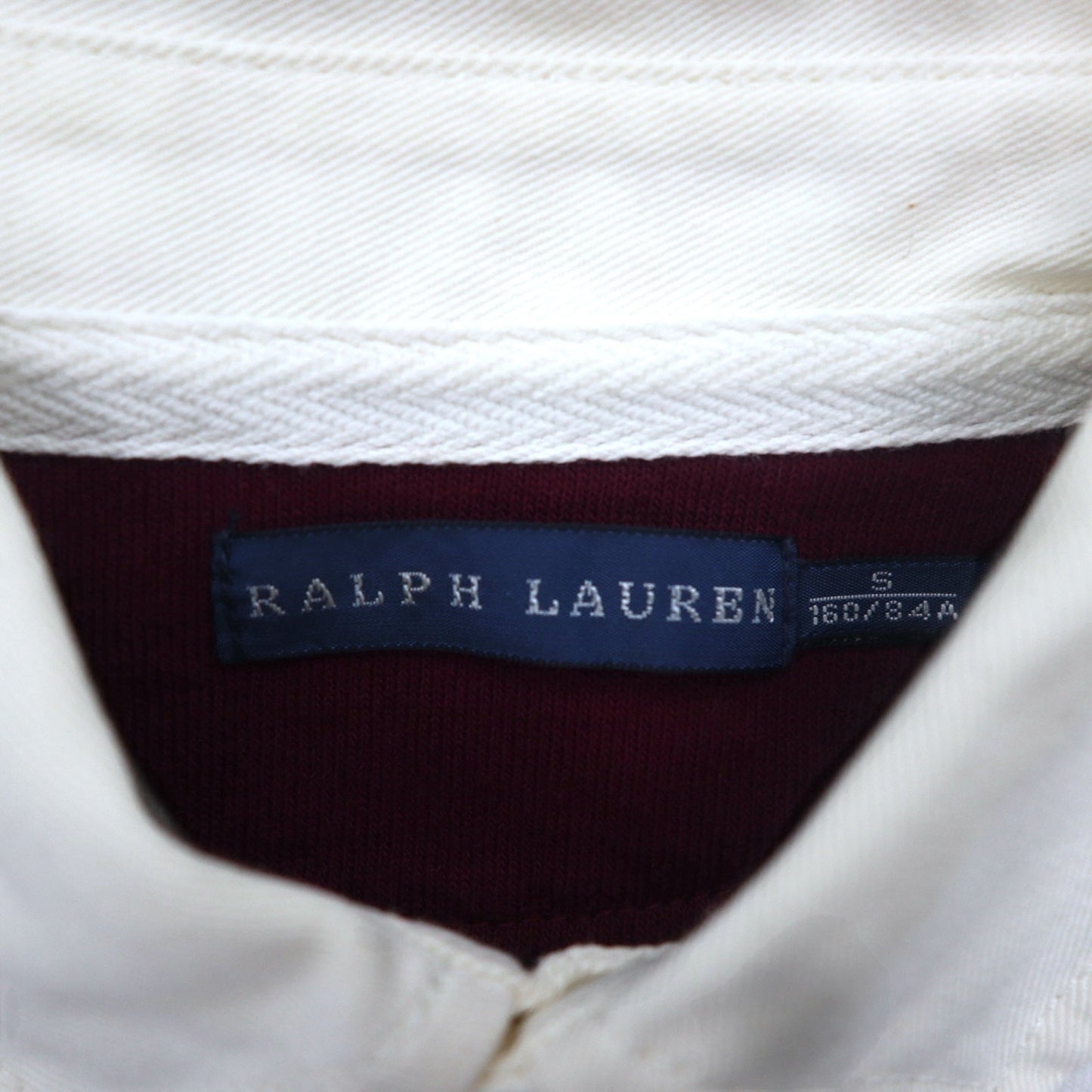 RALPH LAUREN ビッグポニー ラガーシャツ S ホワイト ボルドー ボーダー ナンバリング