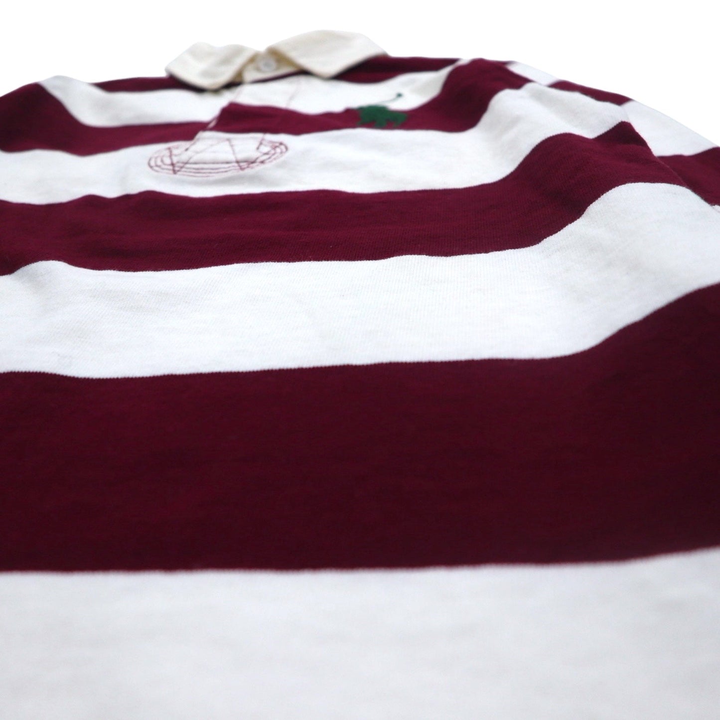RALPH LAUREN ビッグポニー ラガーシャツ S ホワイト ボルドー ボーダー ナンバリング