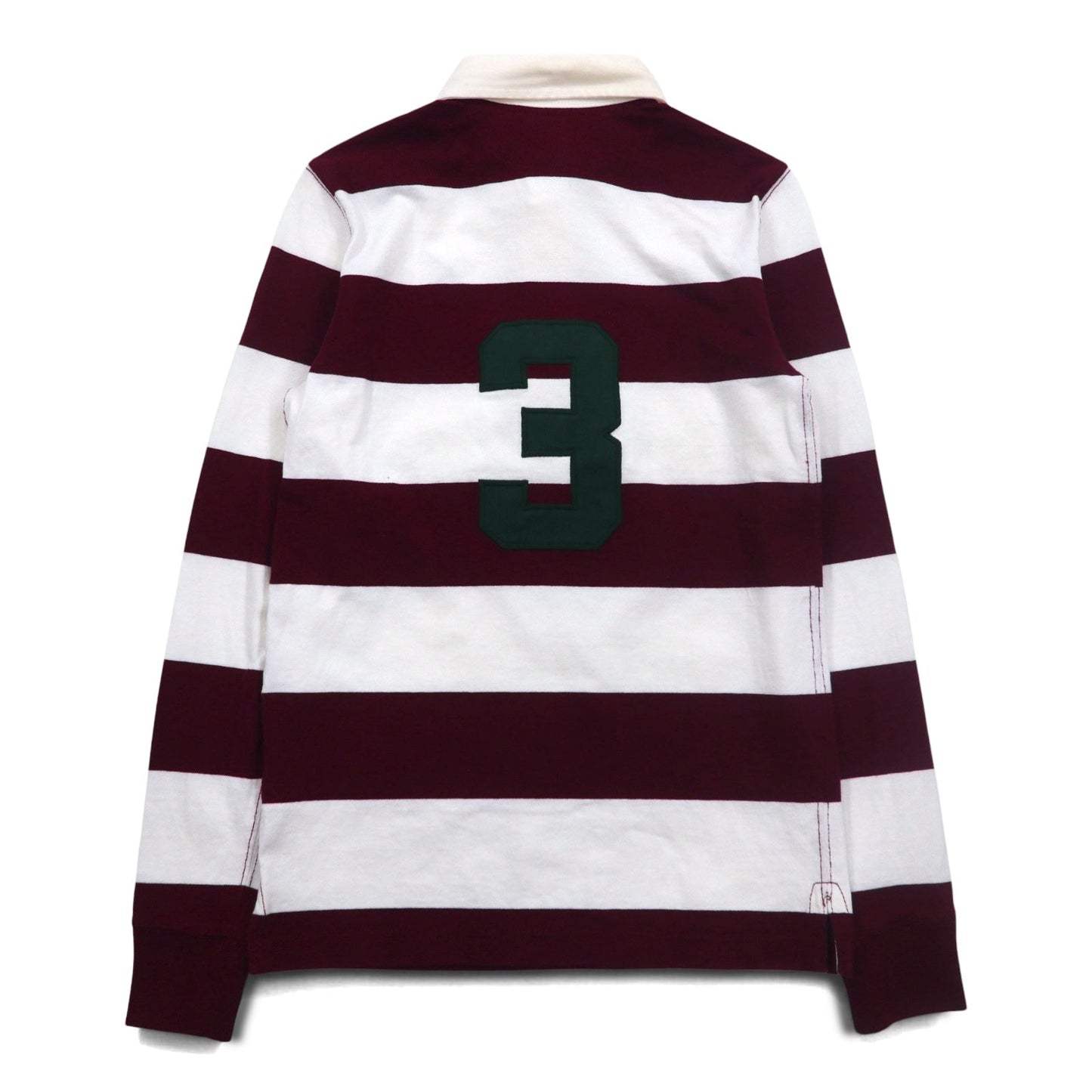 RALPH LAUREN ビッグポニー ラガーシャツ S ホワイト ボルドー ボーダー ナンバリング