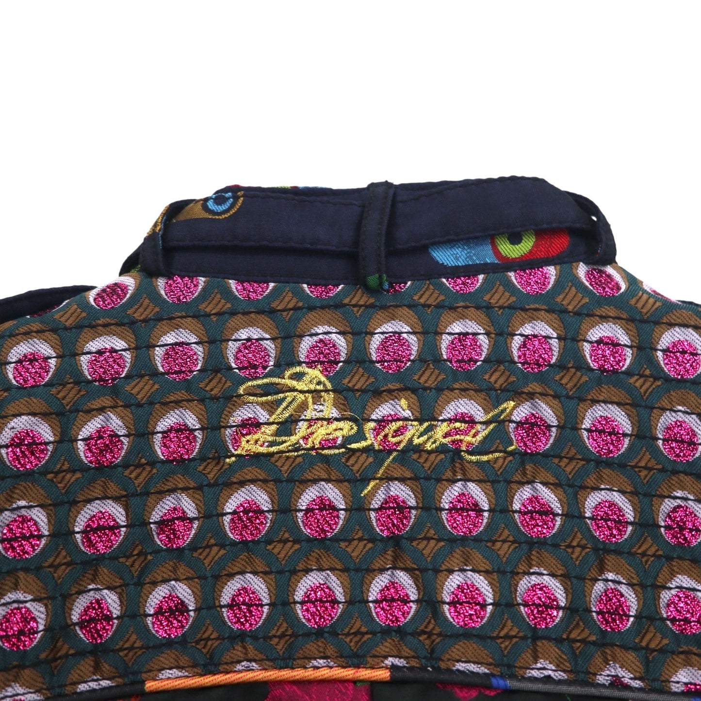 Desigual 総柄 シングル ライダースジャケット M ブラック 花柄 刺繍 DAMEN JACKET 10E2980 モロッコ製