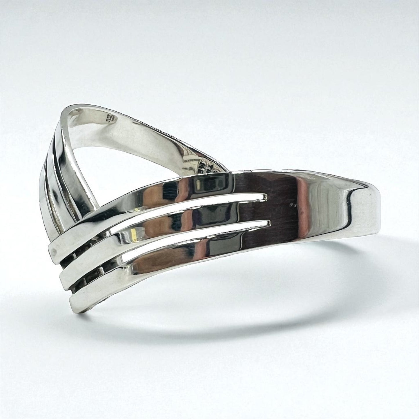 Vintage 925 Silver Cuff Bracelet Made In Mexico メキシカンジュエリー V字 ウェーブ バングル シルバー