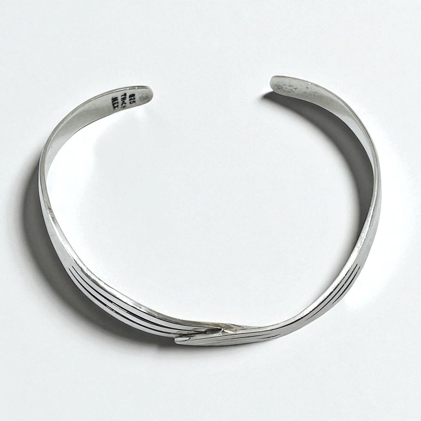 Vintage 925 Silver Cuff Bracelet Made In Mexico メキシカンジュエリー V字 ウェーブ バングル シルバー