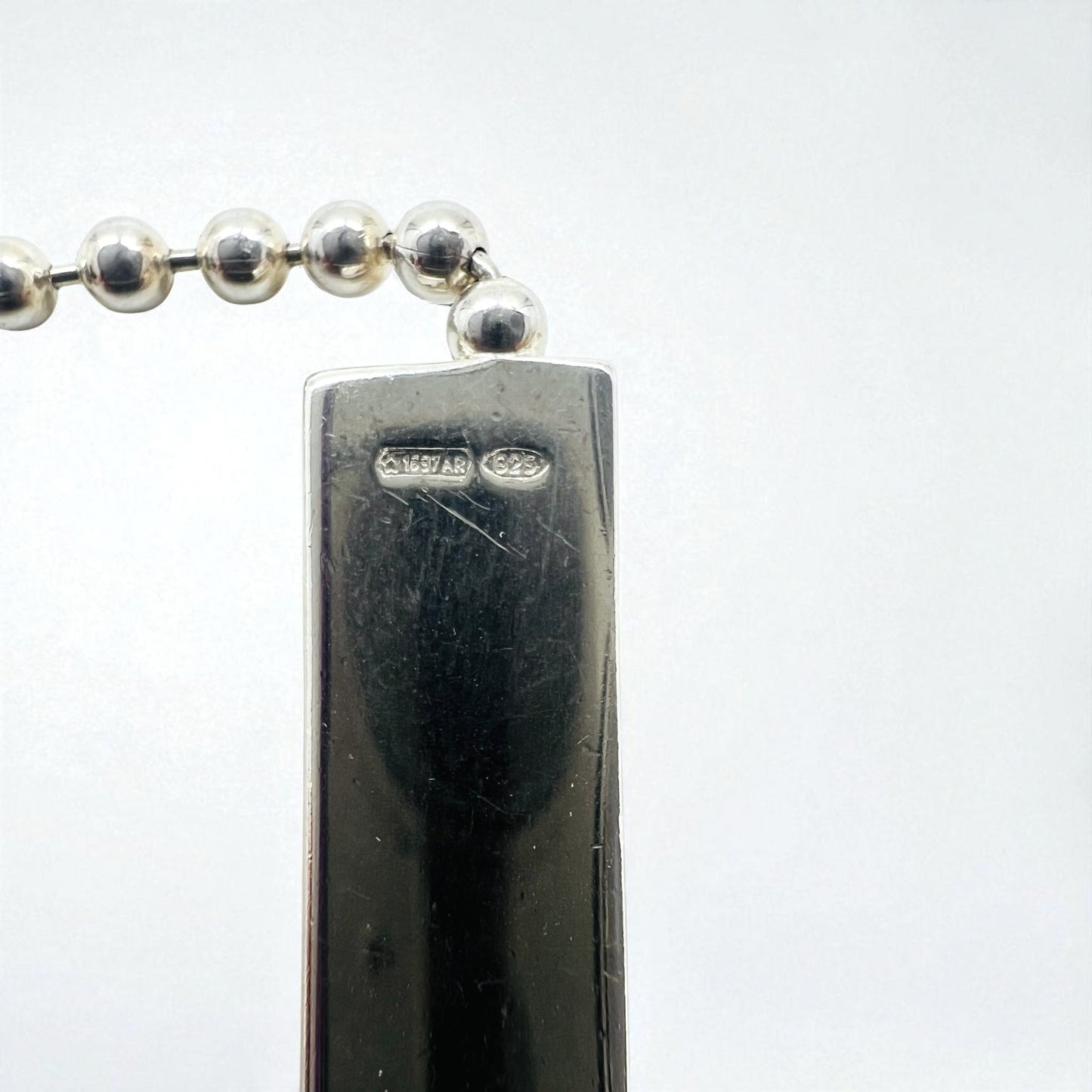 GUCCI ヴィンテージ ボールチェーン チョーカー ネックレス シルバー 925 ロゴプレート イタリア製