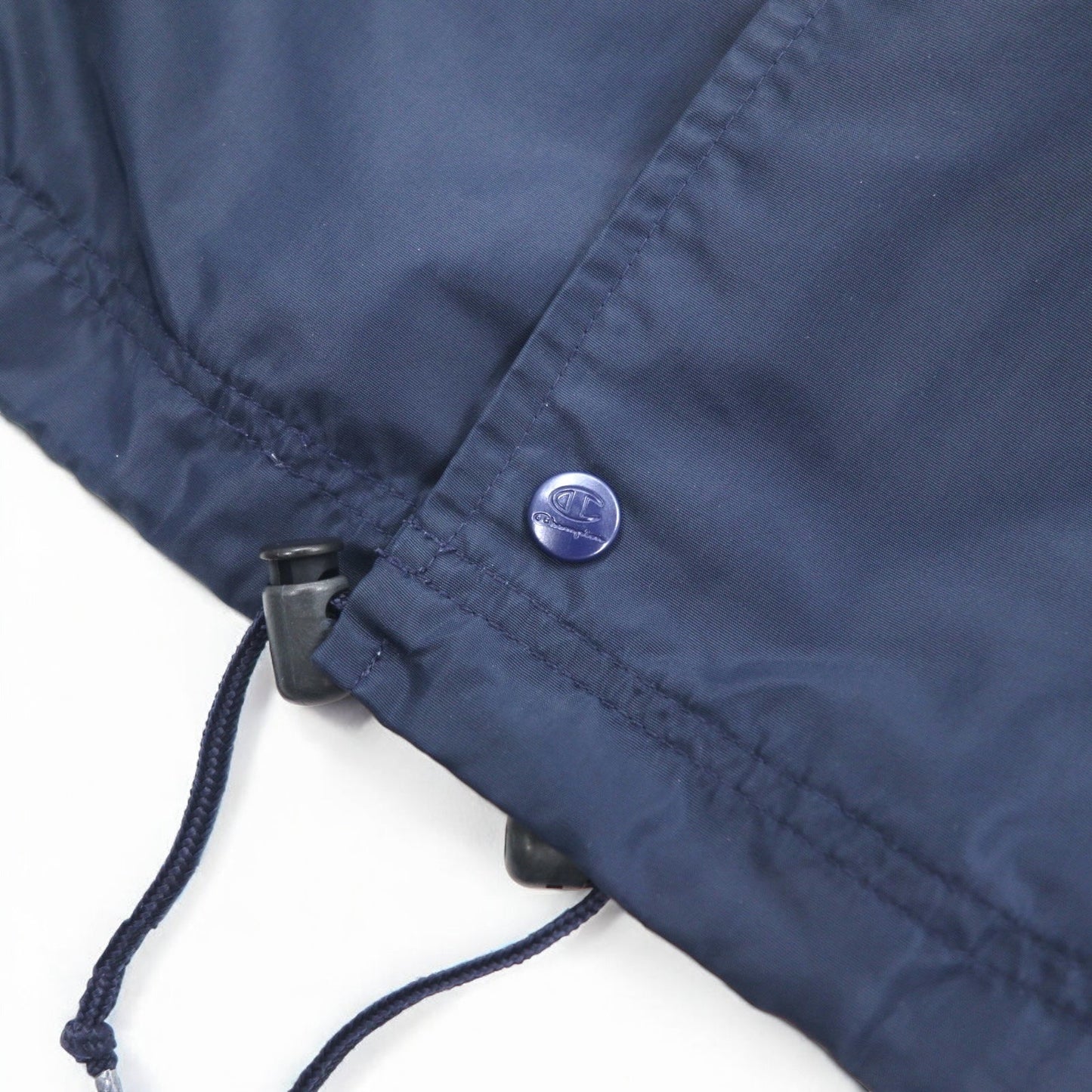 Champion 90年代 ロング コーチジャケット M ネイビー スクリプトロゴ バックプリント