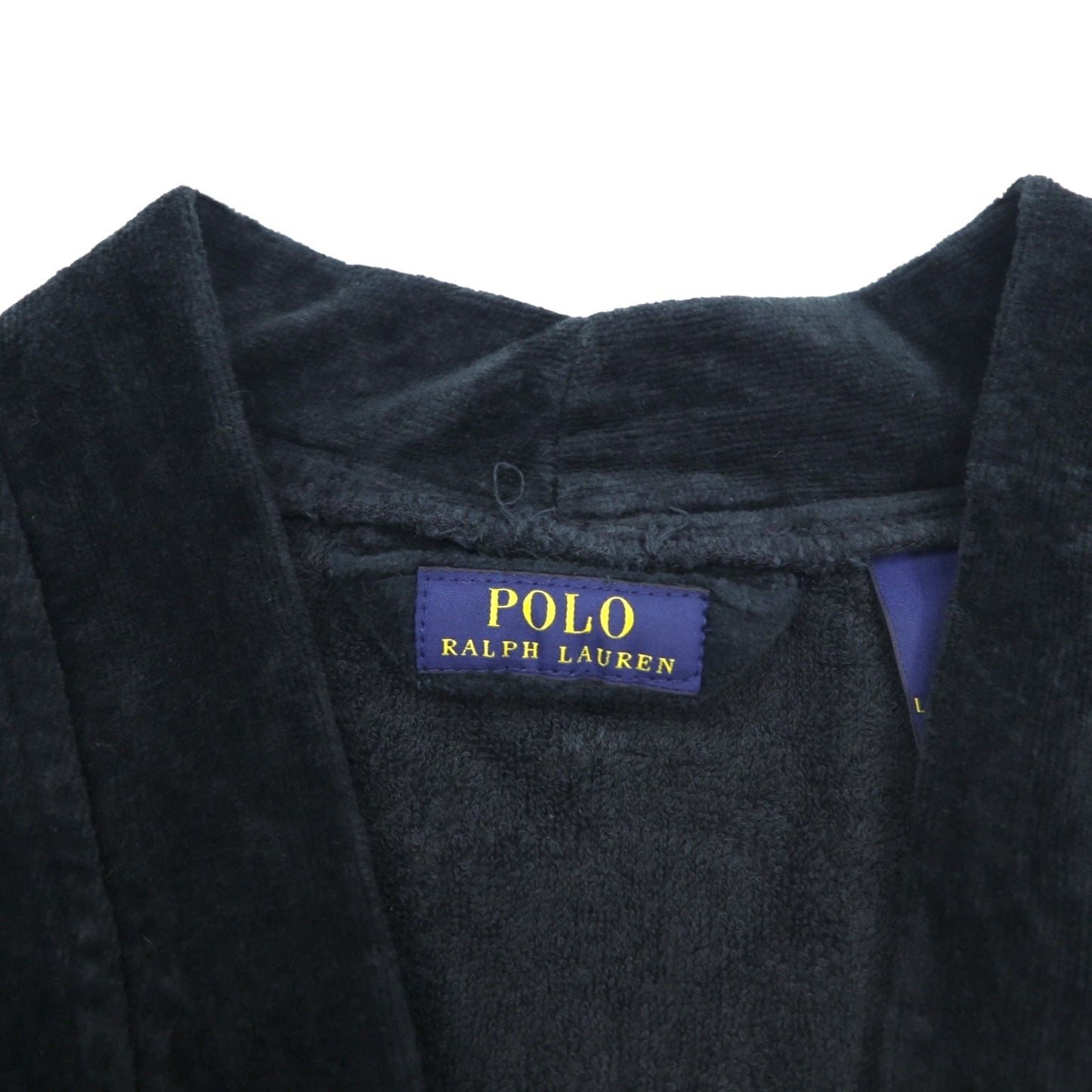 POLO RALPH LAUREN パイル ローブコート ガウン L/XL ブラック コットン ベルト付き