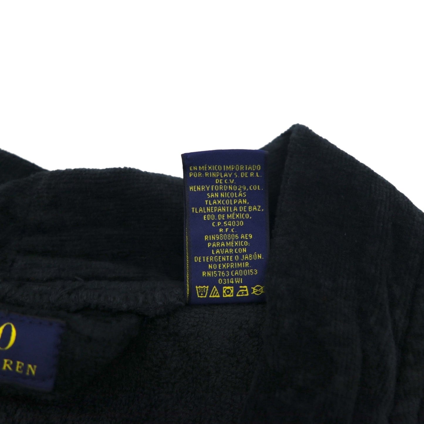POLO RALPH LAUREN パイル ローブコート ガウン L/XL ブラック コットン ベルト付き