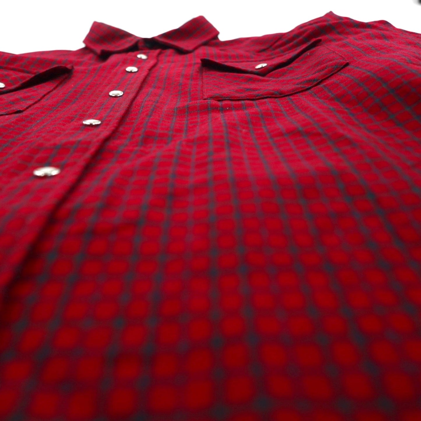 PENDLETON USA製 HIGH GRADE WESTERN WEAR フランネル ウエスタンシャツ XL レッド チェック ウール スナップボタン ダブルポケット