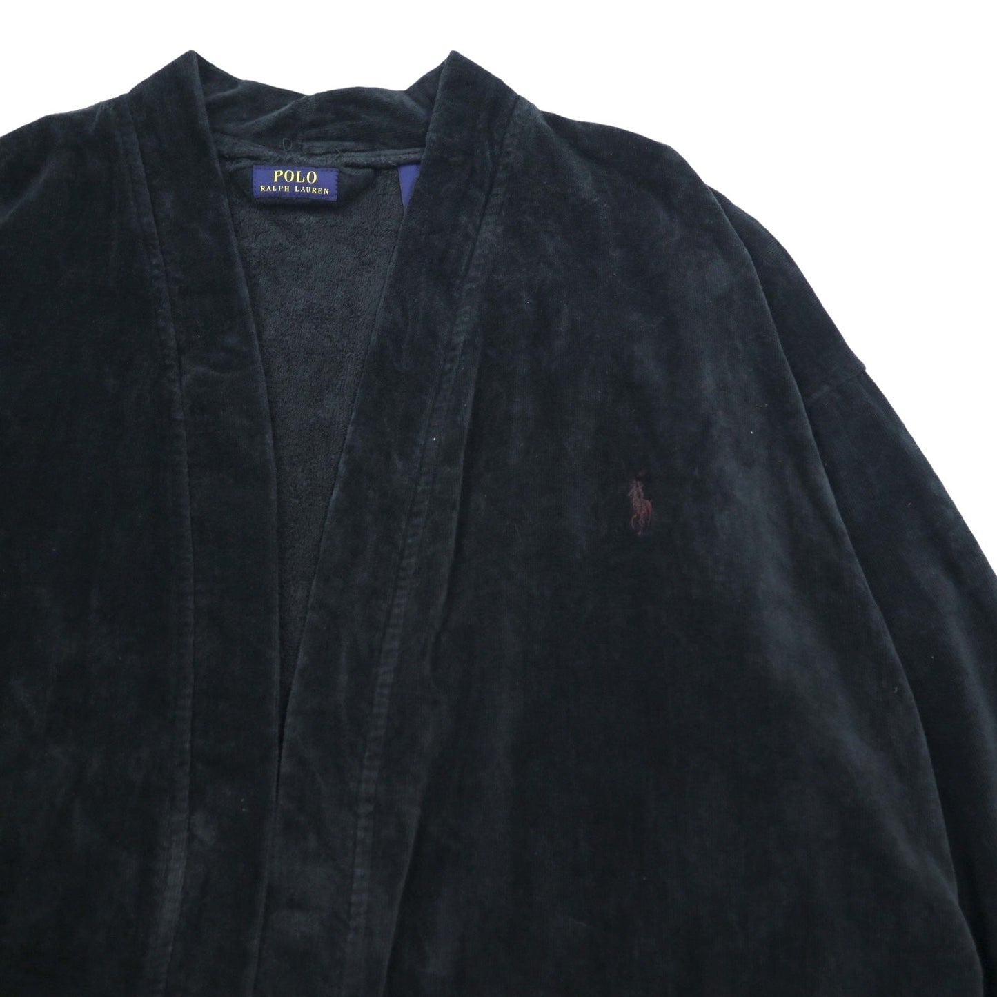POLO RALPH LAUREN パイル ローブコート ガウン L/XL ブラック コットン ベルト付き