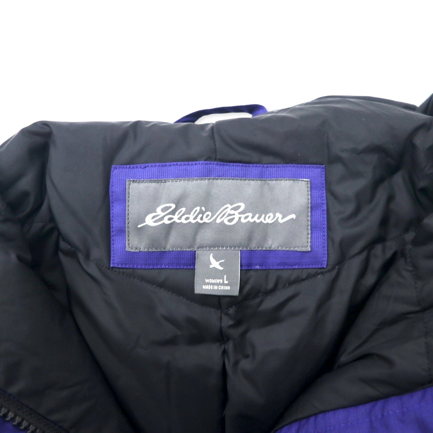 Eddie Bauer ウェザーエッジ ダウンパーカー ダウンコート L ネイビー ポリエステル ファー着脱式 WEATHER EDGE